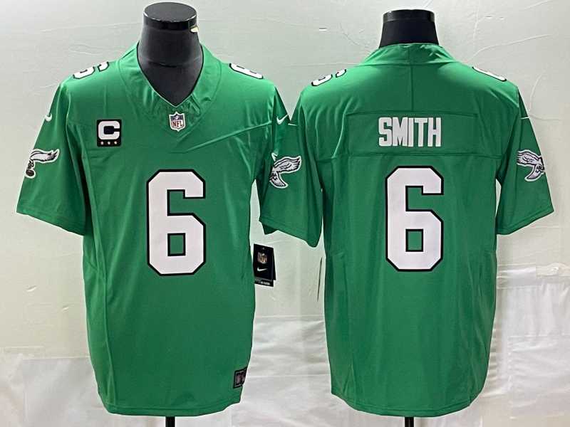Mens Philadelphia Eagles #6 DeVonta Smith Green 2023 F.U.S.E. Vapor Untouchable With C Patch Stitched Football Jersey